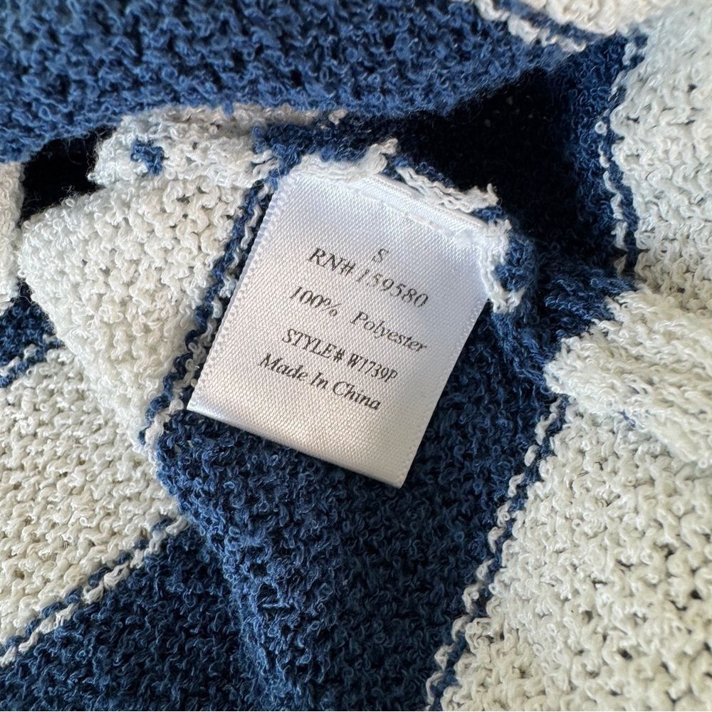Striped Long Sleeve Pullover Knit Sweater Small Blue White Striped Nautical - Picture 7 of 8